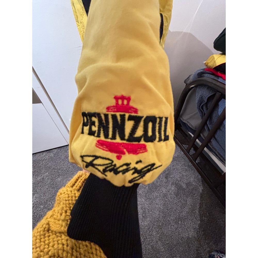 Pennzoil Racing Jacket Yellow Black Full Zip,embroidered logo,vintage,swingster - Picture 4 of 9